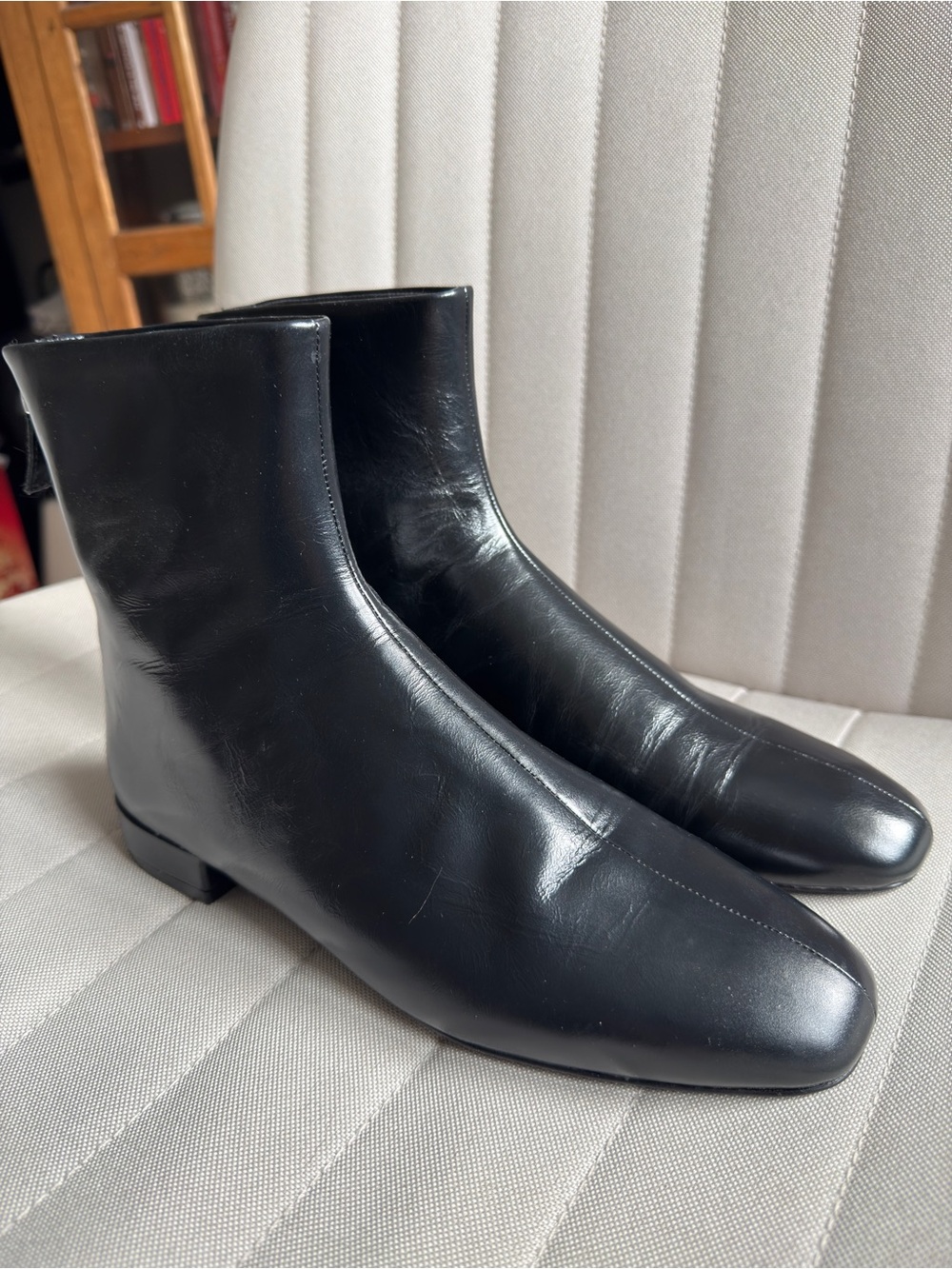 Mango Black Square Toe Low Heel Ankle Boots EU 38 (7.5US) Like New